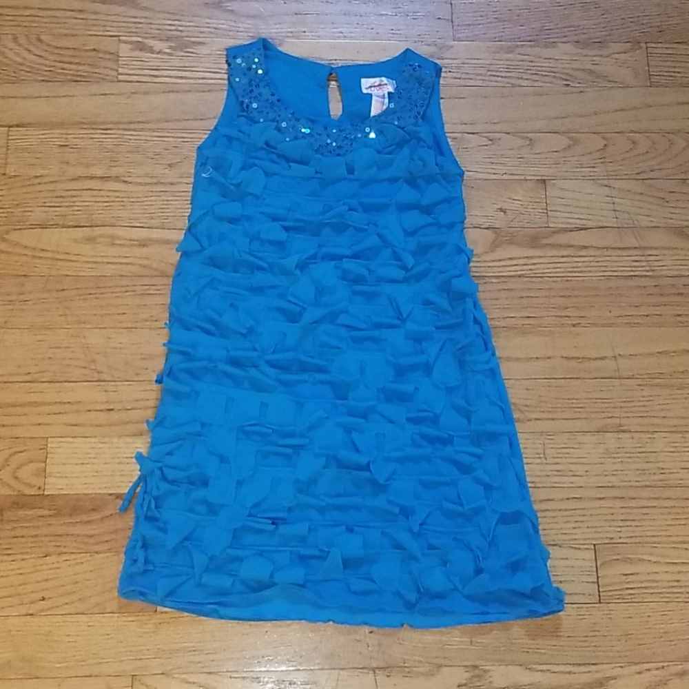 A blue ruffled size 8 dress
